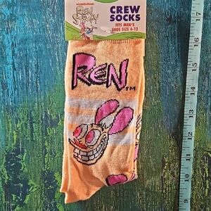 Nickelodeon Ren & Stimpy Orange Novelty Crew Socks